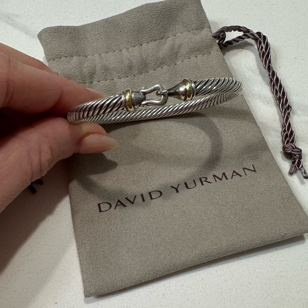 David Yurman Buckle Classic Cable Bracelet Sterling Silver 18K Yellow Gold, 5mm